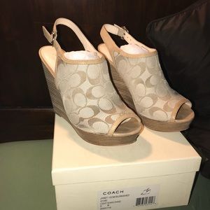 Coach wedge sandal with coach logo